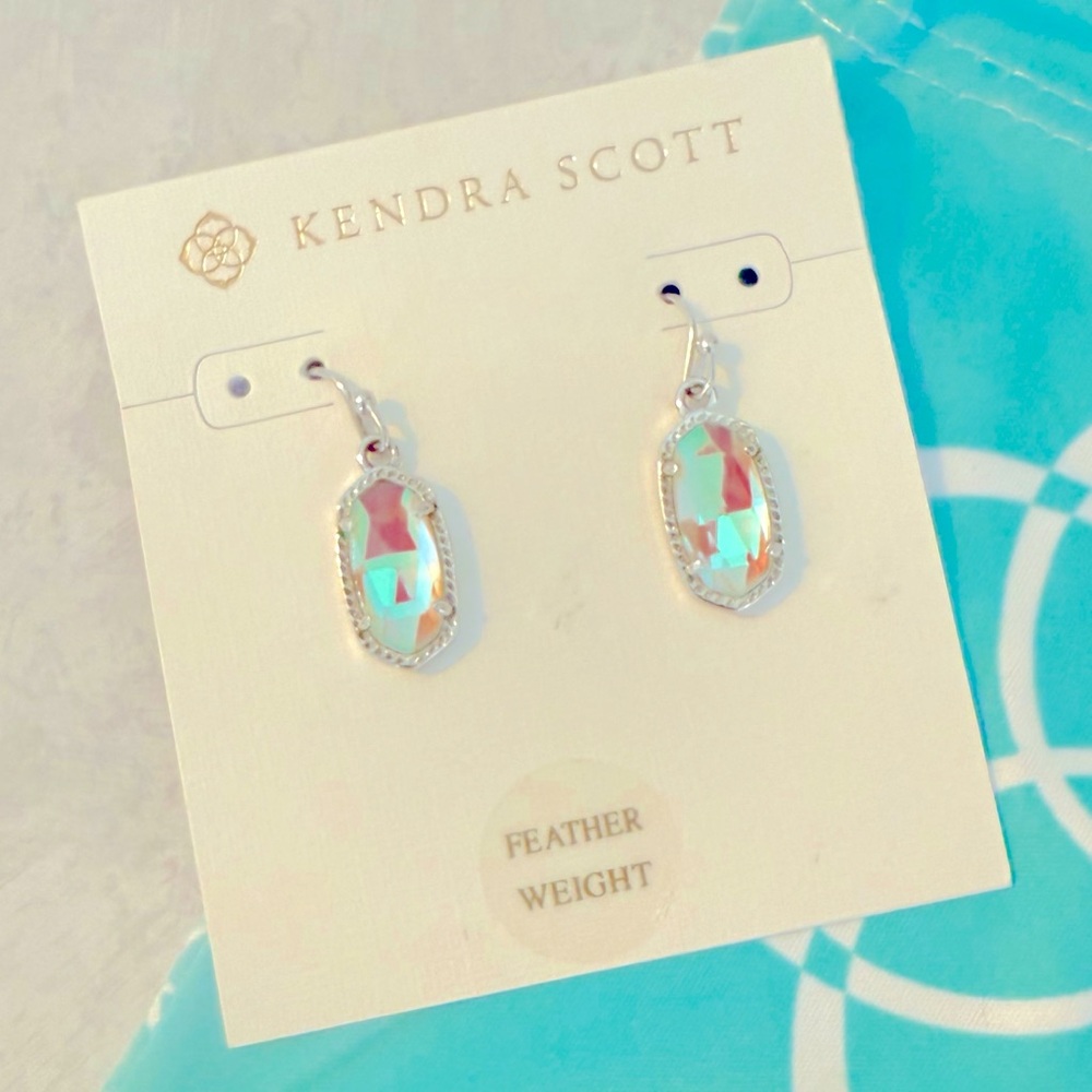 Kendra Scott Lee Silver Drop Earrings in Dichroic Glass
